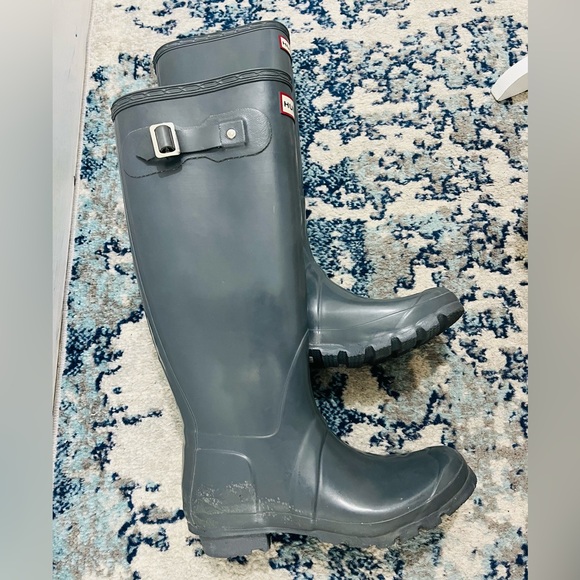 Hunter Original Tall Glossy Gray Boots Women’s Size 7 EUC - Picture 7 of 9